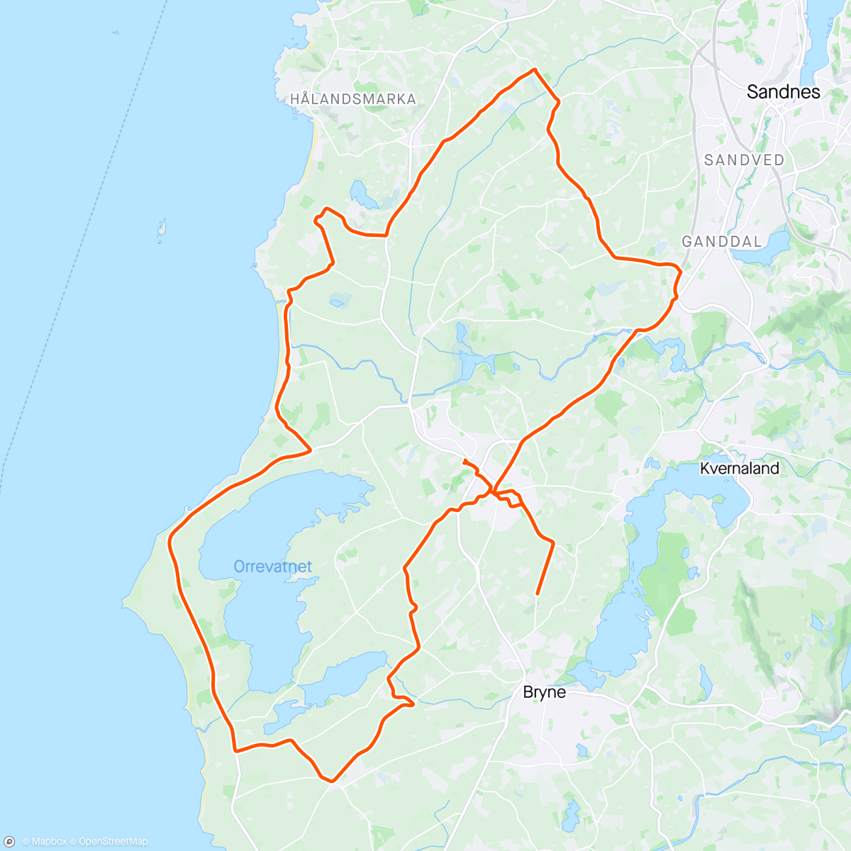 Map of the activity, Første tur med Klepp CC