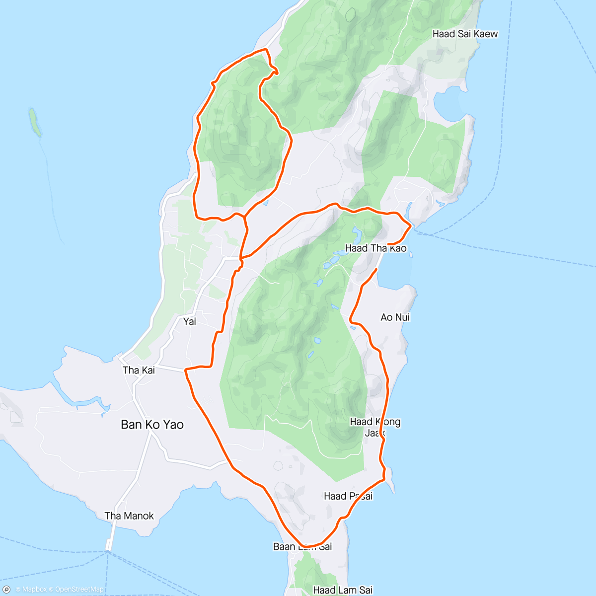 Map of the activity, Ko Yao Noï biking