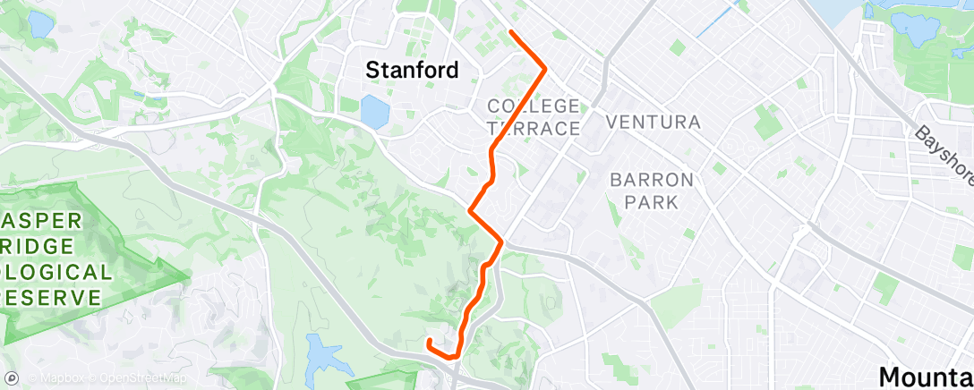 Map of the activity, Evening Run