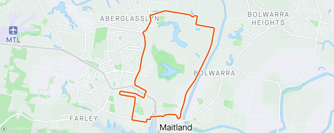 Map of the activity, Shorter Maitland Ride