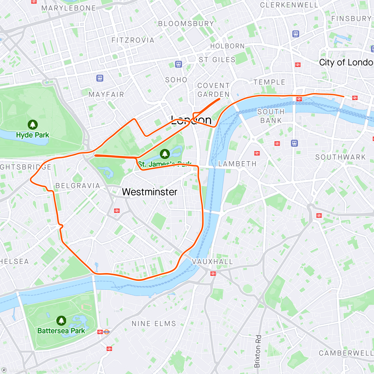 Map of the activity, Zwift - Group Ride: GXY 100 [2.0-2.4WKG]  CAT HIGH D & [1.6-2.0WKG] CAT LOW D (D) on Greater London Flat in London