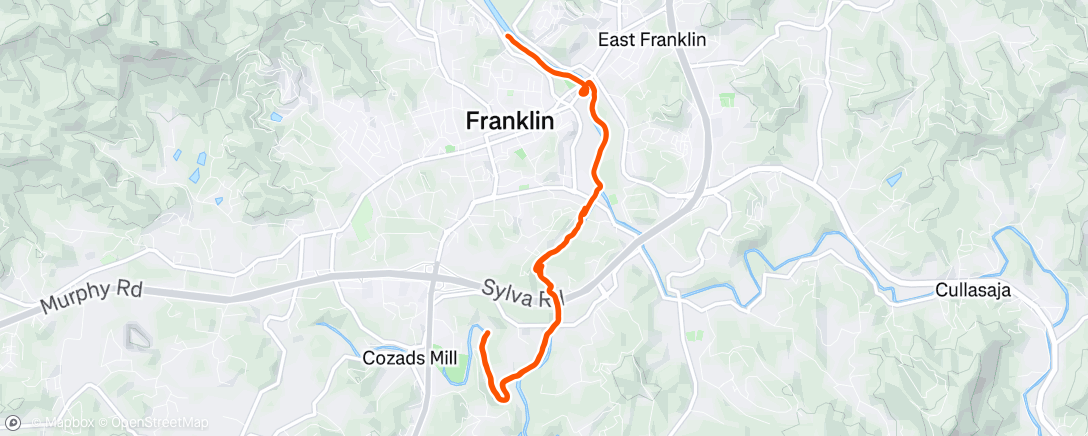 Map of the activity, Afternoon Run