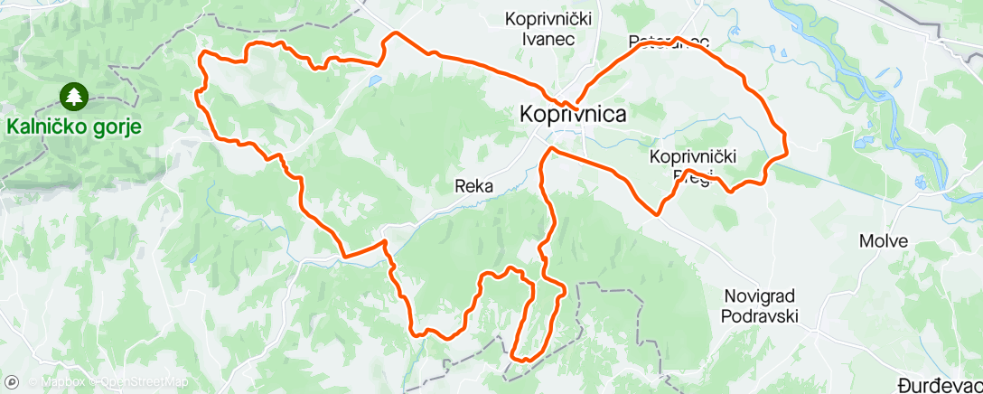 Map of the activity, GranFondo Robin Koprivnica