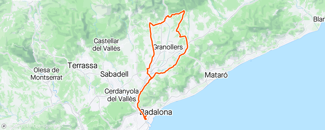 「Roca - Marata - La Garriga - Roca. 🚴‍♀️🌞🌪」活動的地圖
