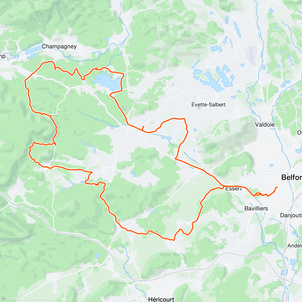 Map of the activity, Sortie 🚴 Gravel Champagney Etobon 🌳🌤👍