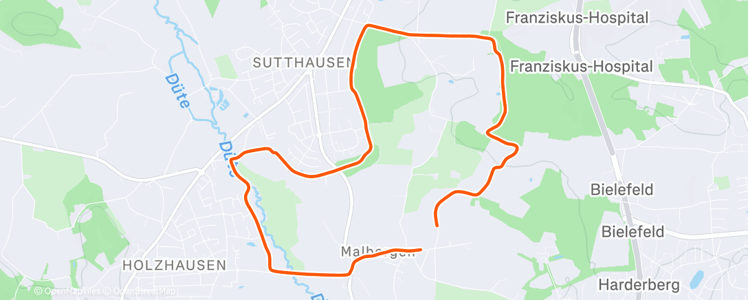 Map of the activity, Afternoon Run