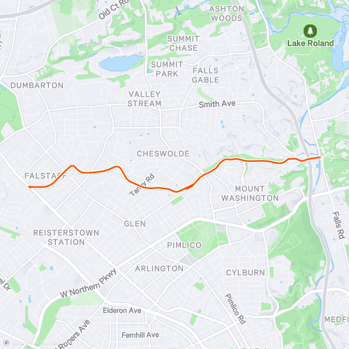 Mount Washington to Pikesville OutandBack 11.9 km Road Running