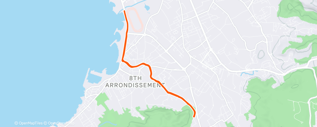 Map of the activity, Course à pied le midi