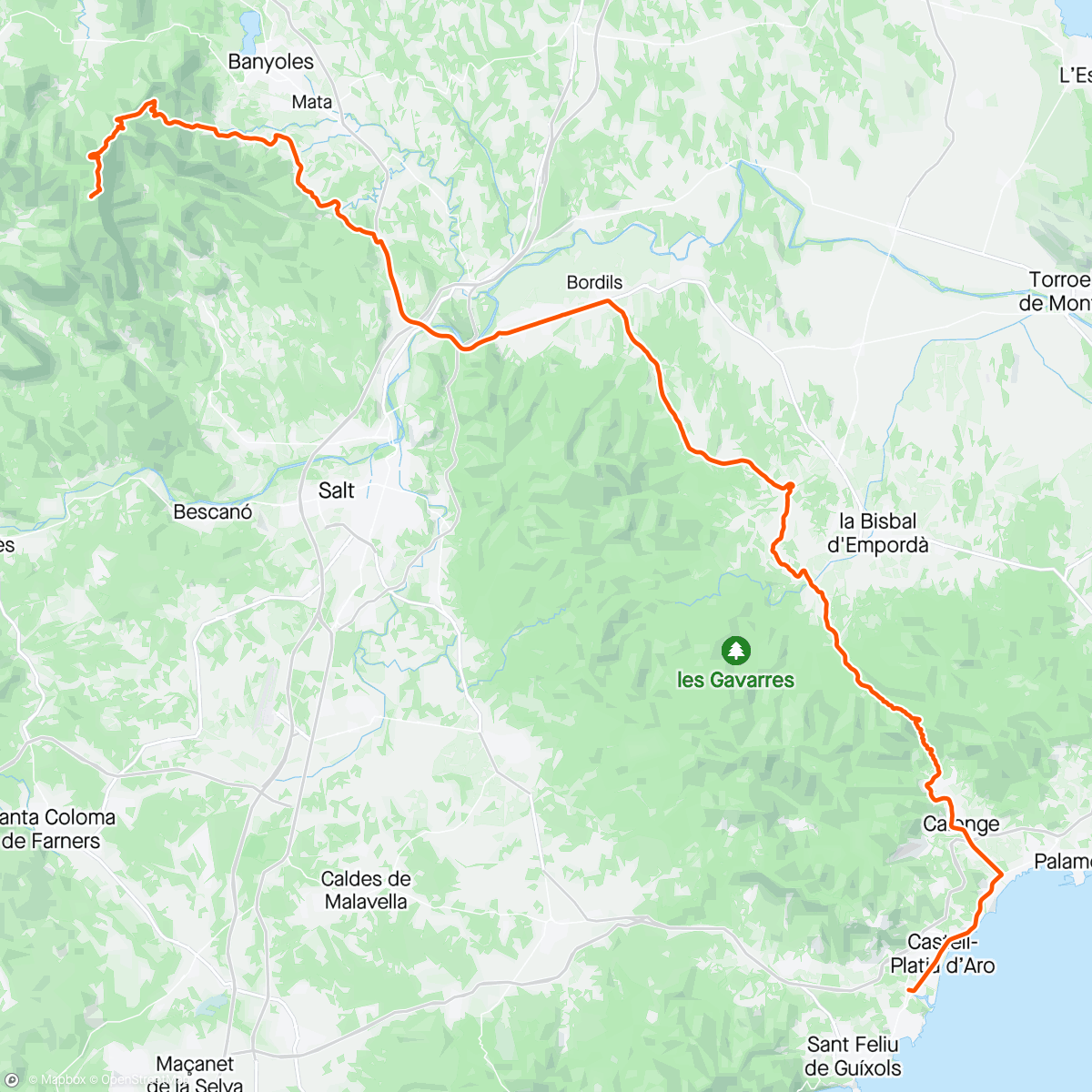 Map of the activity, Platja d'Aro - Rocacorba, Banyoles