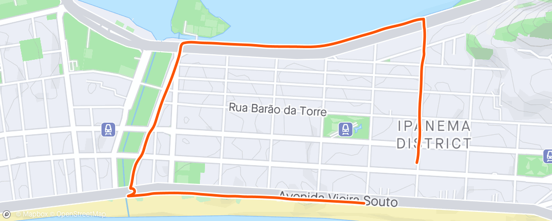 Mapa da atividade, Corrida matinal Lagoa Rodrigo de Freitas
