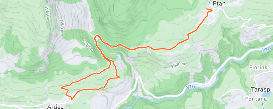 Map of the activity, Afternoon Run