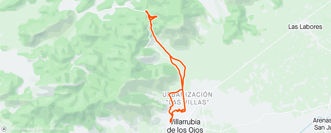 Map of the activity, recorrido de ida y vuelta Villarrubia de los Ojos