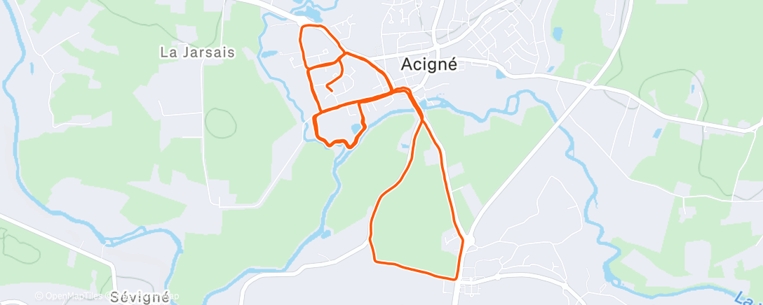 Map of the activity, 🏃 - Footing + 2 x (8 x 30’’ r=30’’) R=4’