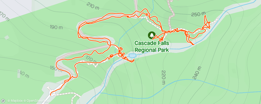 Map of the activity, Cascade Falls Hike