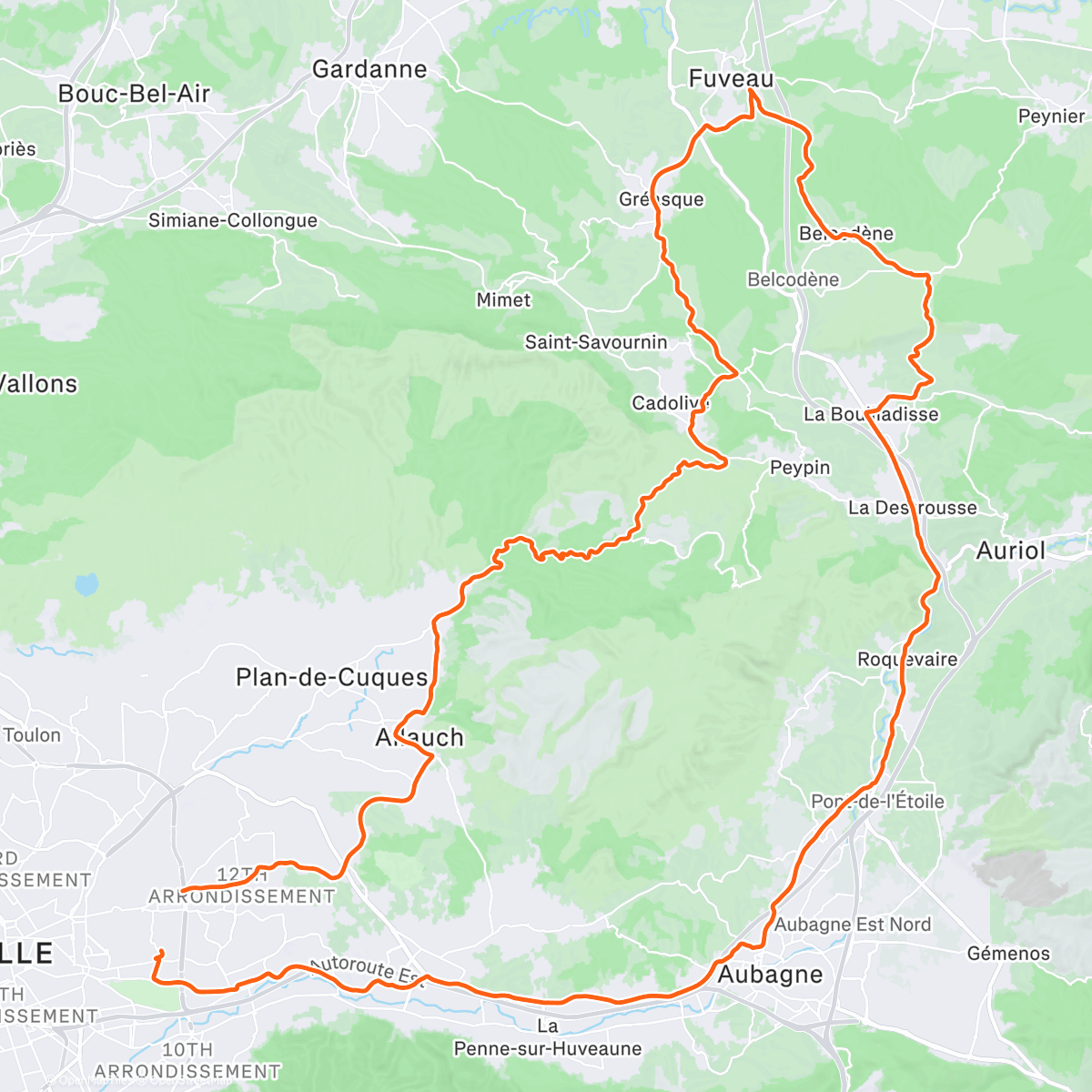 Carte de l'activité Vélo