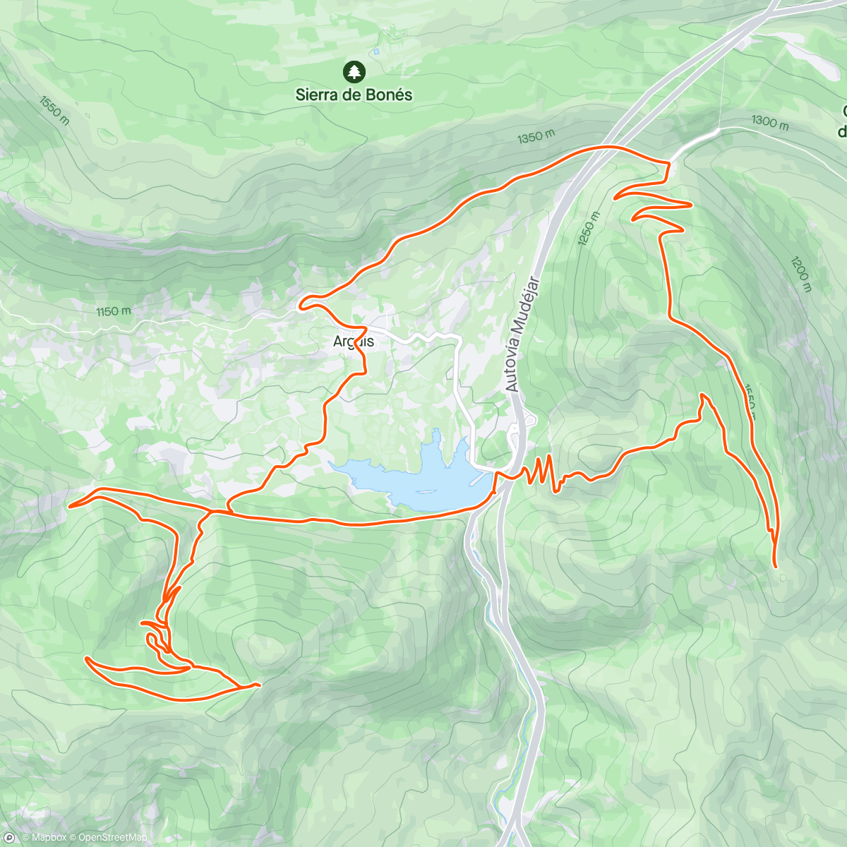 Map of the activity, Arguis: Las calmas clásica y Pico del Águila