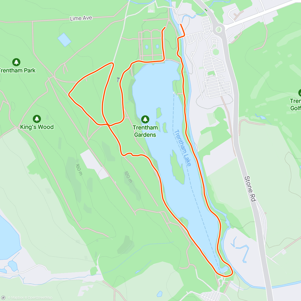 Map of the activity, ParkRun at Trentham Gardens