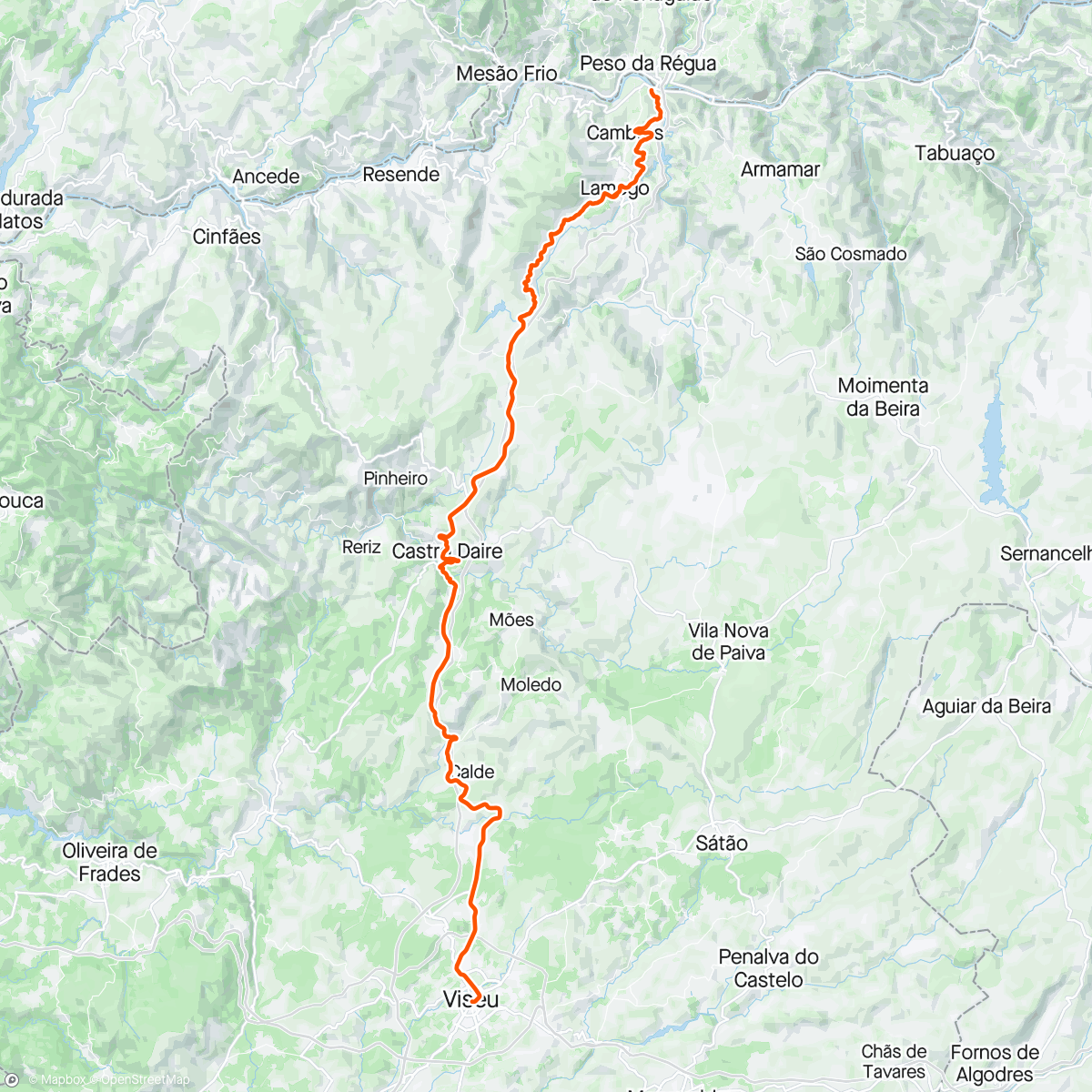 Map of the activity, Portugal E2E - Regua to Viseu