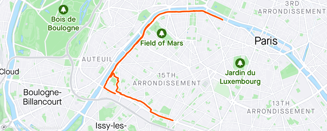 Map of the activity, Course à pied dans l'après-midi