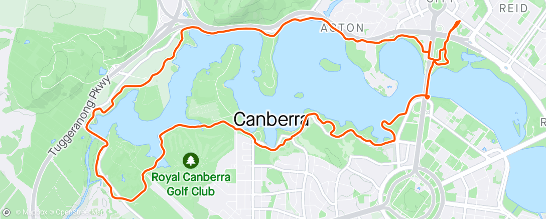 Mappa dell'attività Quick spin round Burley Griffin lake