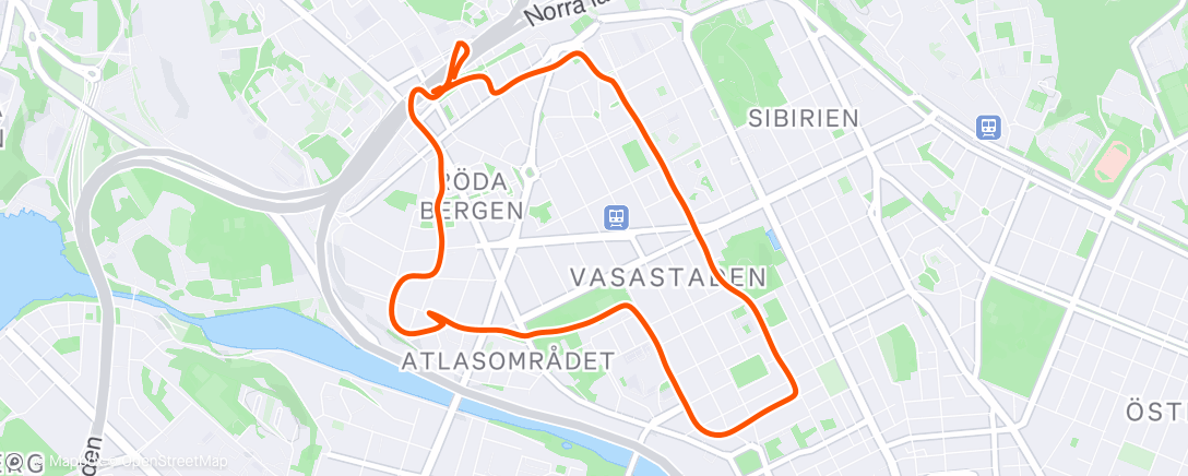 Map of the activity, Återhämtningsjogg