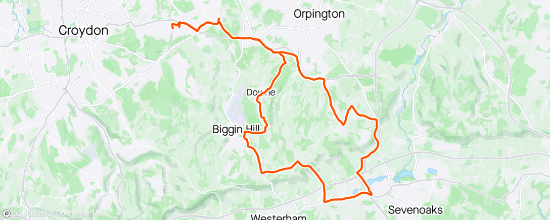 Map of the activity, Thursday club ride with Dave