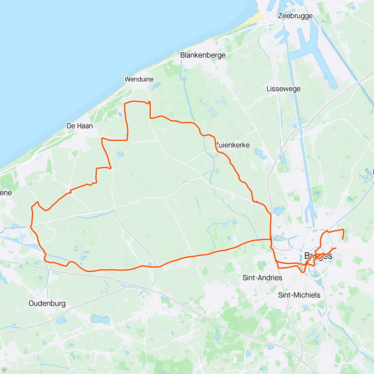 Map of the activity, Ochtendritje en dan nog naar de start gaan kijken van Classic Brugge-De Panne Dames