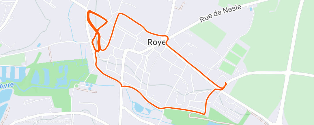 Map of the activity, Course à pied en soirée