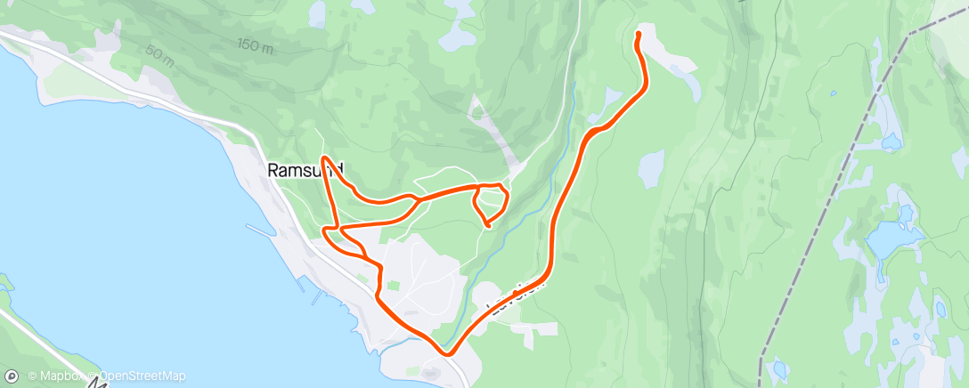 Map of the activity, Evening Mountain Bike motbakke intervall