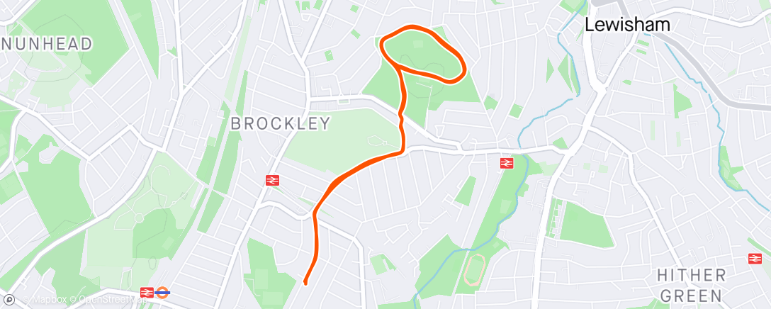 Map of the activity, Hilly Fields laps x5