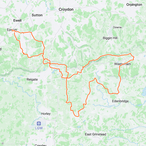 Epsom Westerham via Pilgrims Way 100.4 km Road Cycling Route on Strava