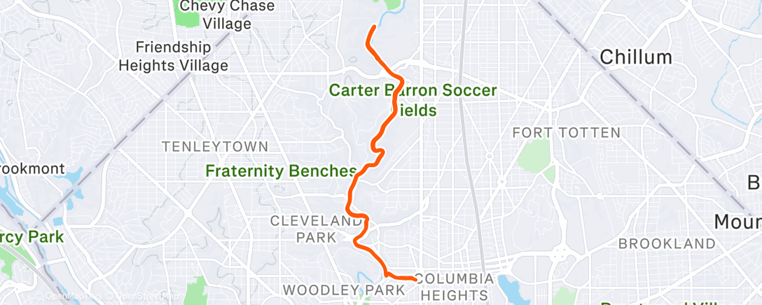Map of the activity, Afternoon Run