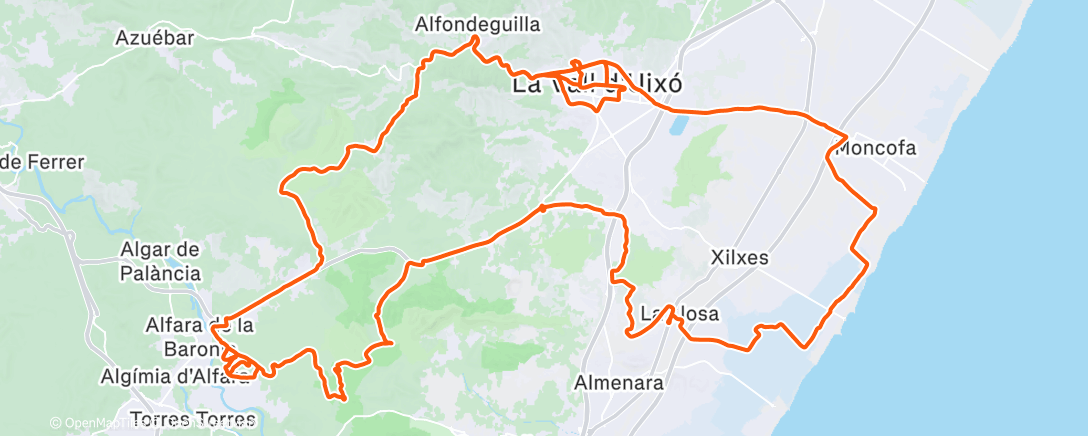 Map of the activity, Bicicleta de montaña matutina