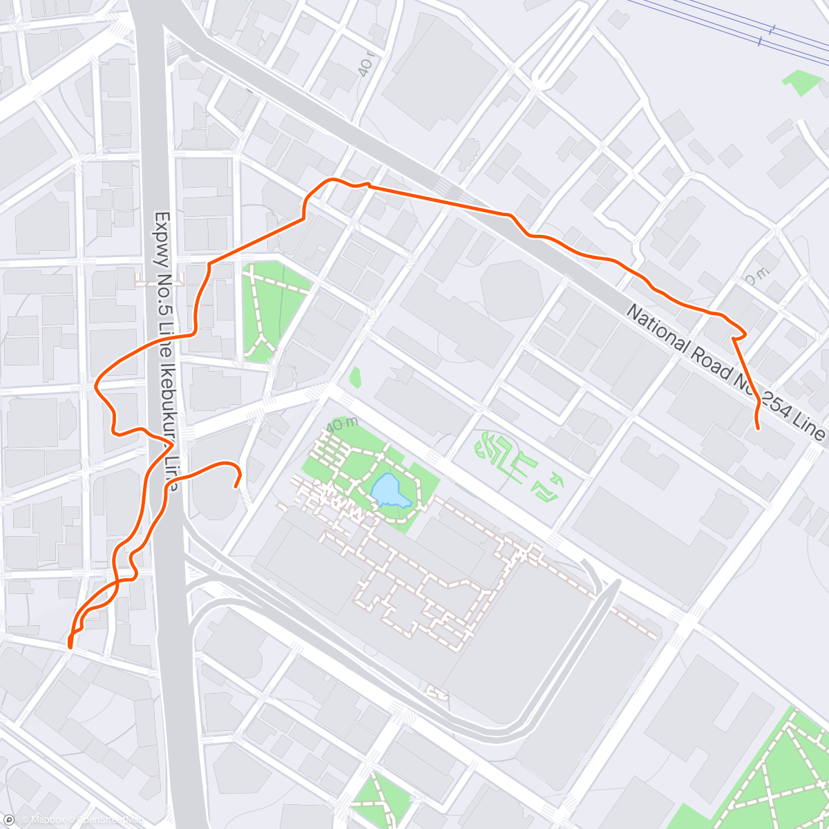 Kaart van de activiteit “Tokyo Last Morning Run. Cov half not possible based on this”