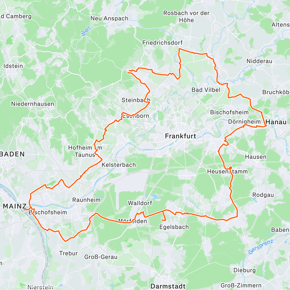 Map of the activity, Taunustaler X-mas HM Battle & Rapha Festive 500 - Tag 4