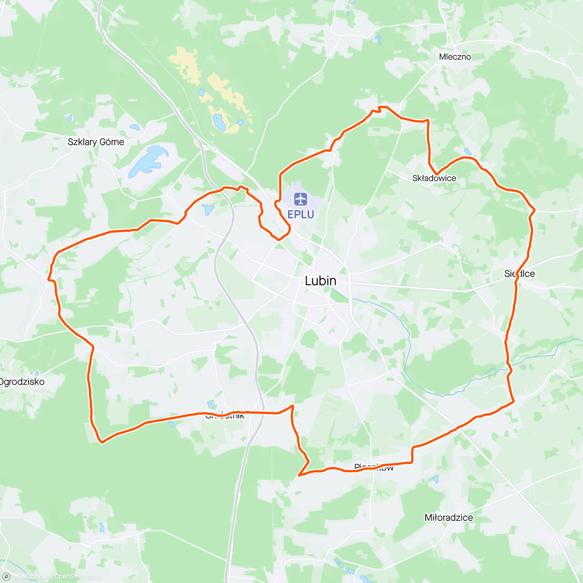Map of the activity, Dookoła Lubina - niebieski szlak rowerowy