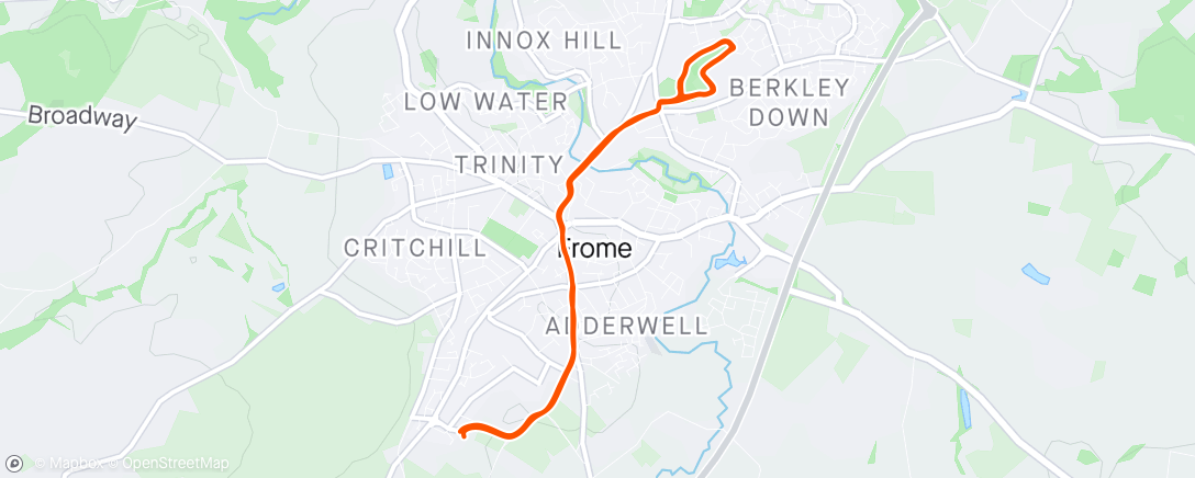 Map of the activity, Frome Parkrun
