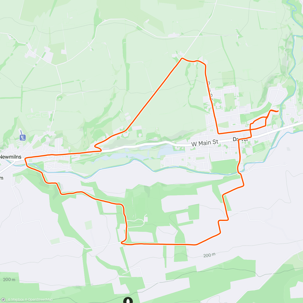 Map of the activity, Finishing off hills week. 100+ feet of incline per mile. 7,200 ft for the week 👍