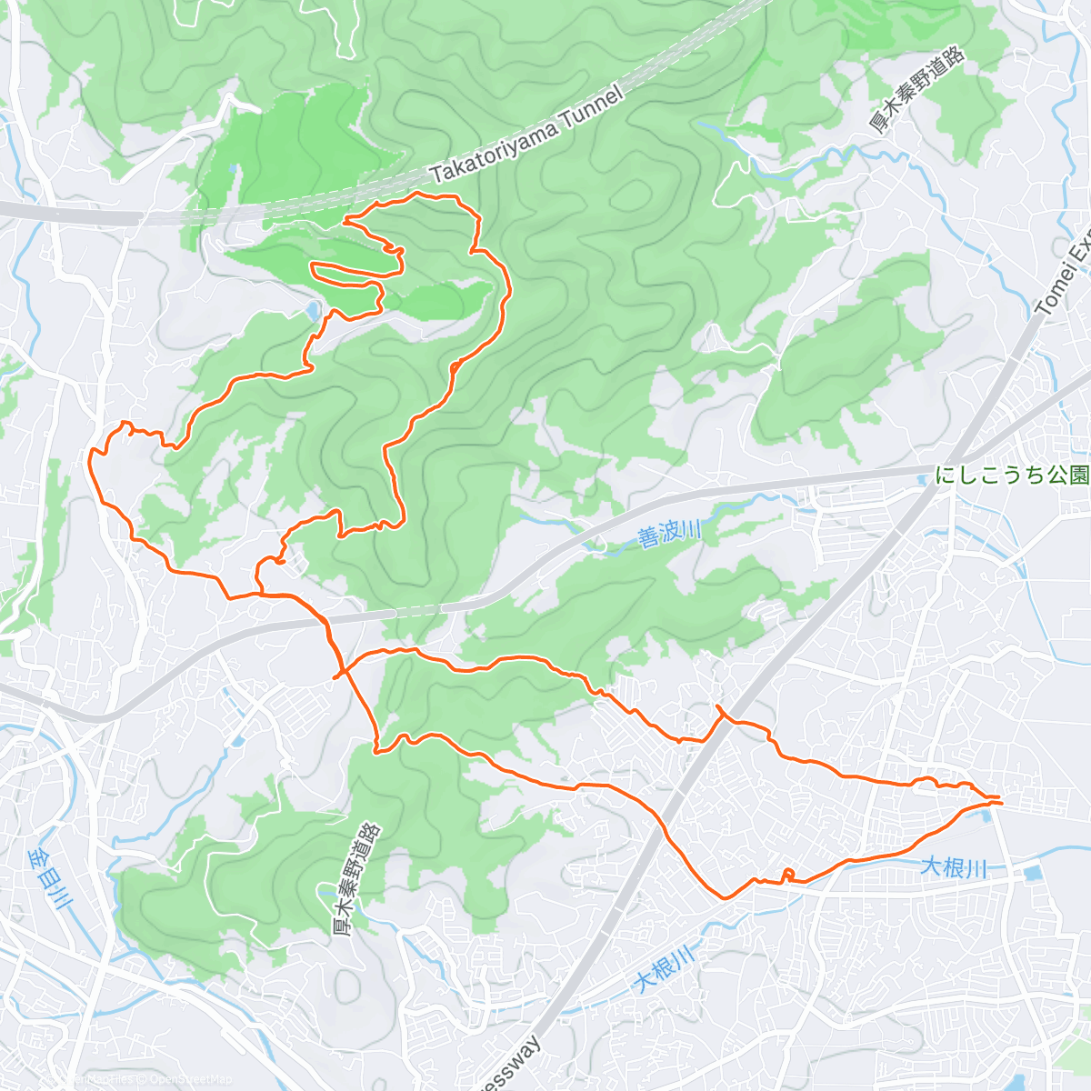 Map of the activity, Hadano is full of abandoned mountain trails