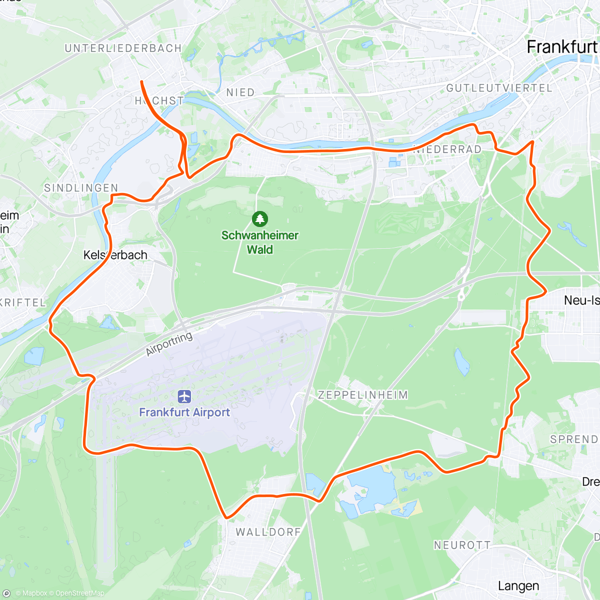 Map of the activity, Fahrt am Nachmittag Cyclocross Tour  Flughafenrunde