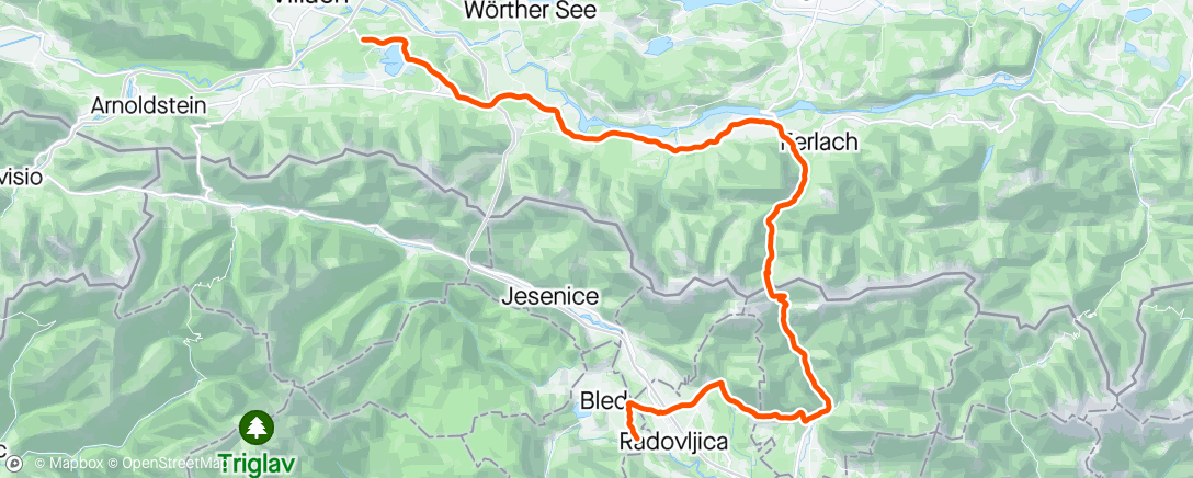 Map of the activity, Bled ➡️ Loibl pass 🌨️ ❄️ ➡️ Villach - between the drops 🥲