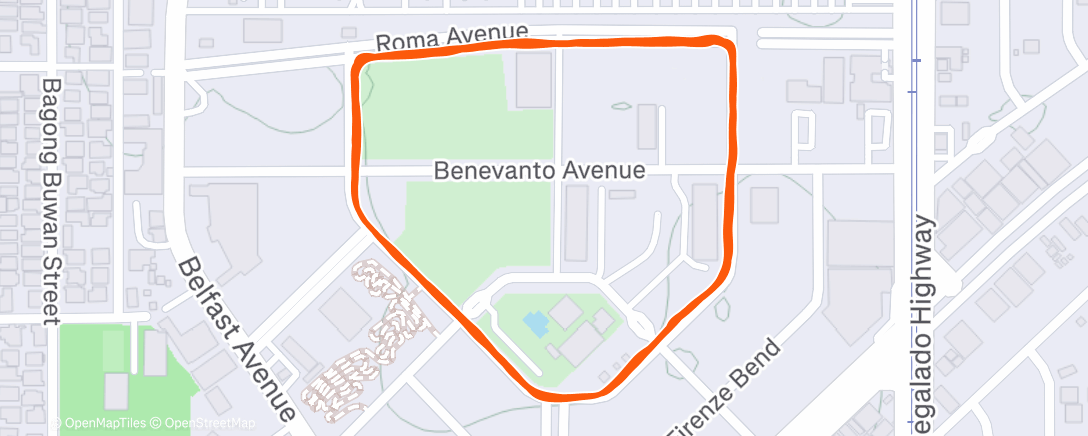 Map of the activity, Afternoon Run