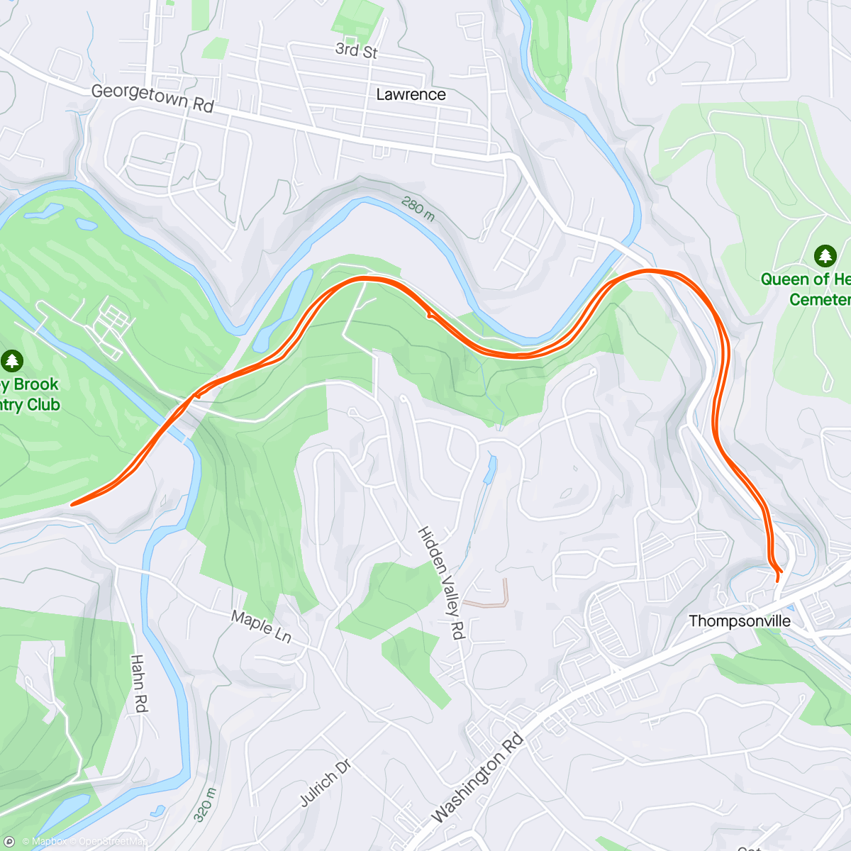 Map of the activity, Lunch Walk while Cyn runs