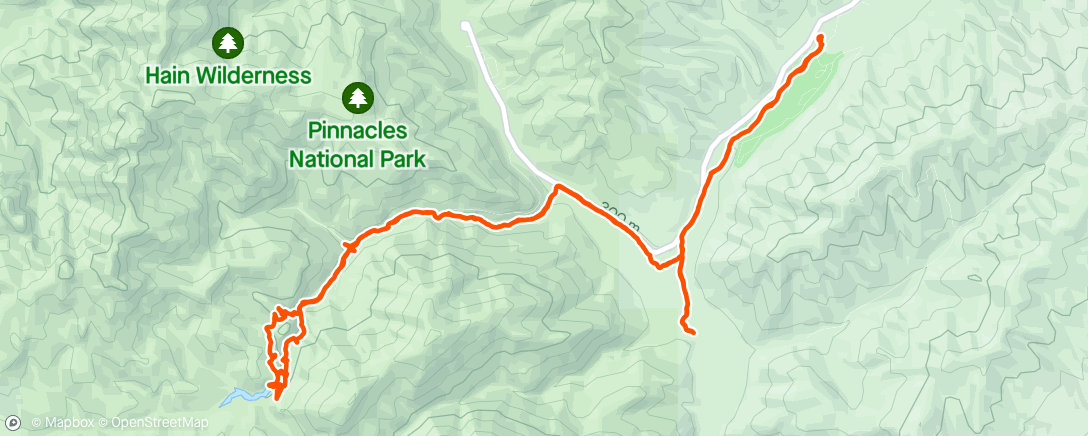 Map of the activity, Afternoon hike at Pinnacles National Park