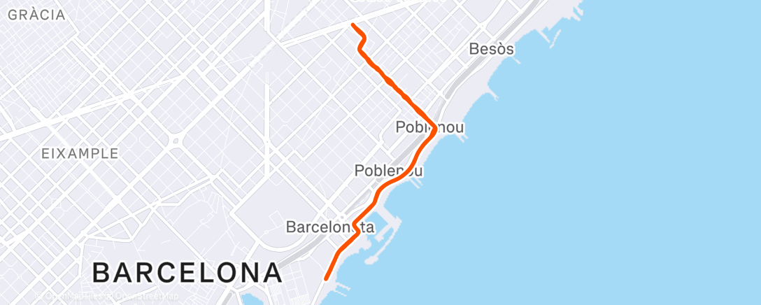 Map of the activity, Evening Run