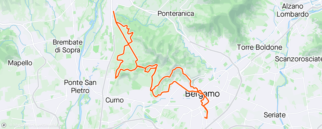 Map of the activity, 28 Km MTB Bergamo