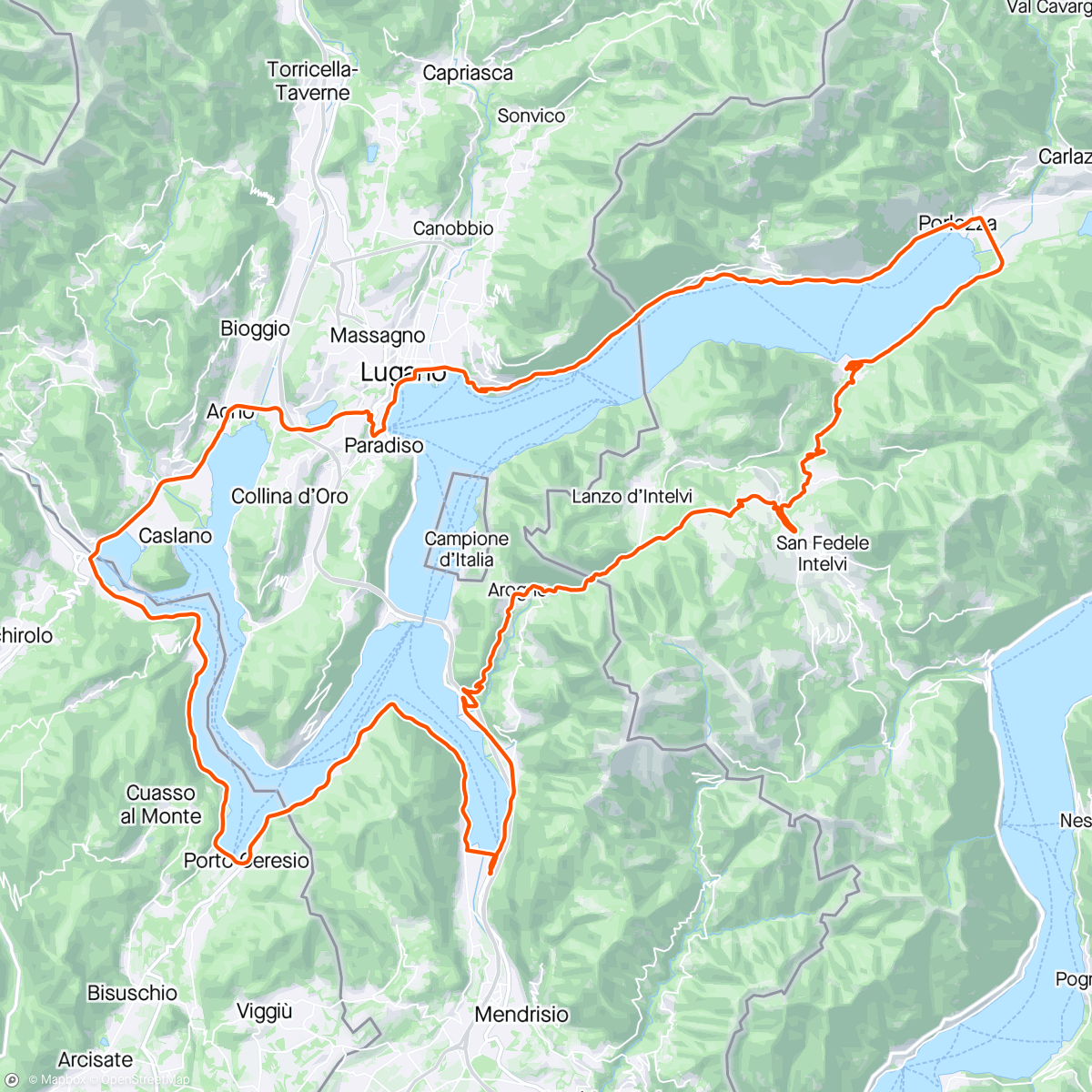 Map of the activity, Giro del Lago di Lugano