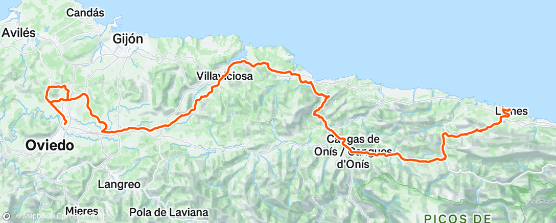 Map of the activity, Vuelta a Asturias 1° etapa