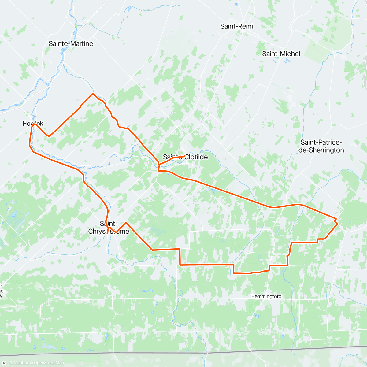 Karte der Aktivität „254 - Ste-Clotilde-de-Châteauguay et le retour de Serge! Québec ⛅ Ste-Clotilde, Québec”