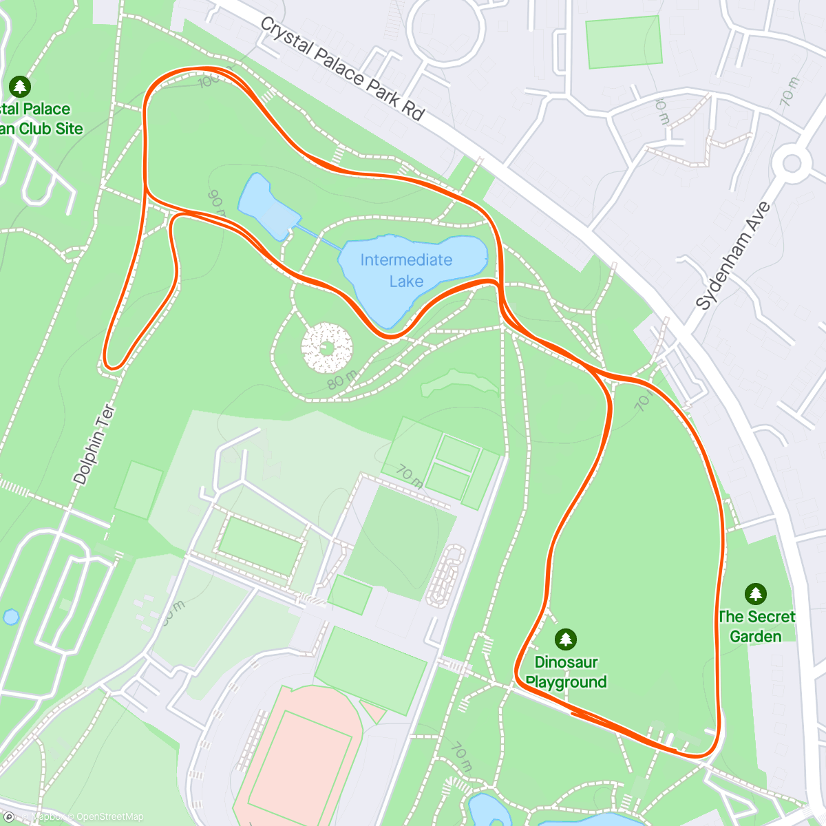 Map of the activity, Return to CP after a brief tourist steak